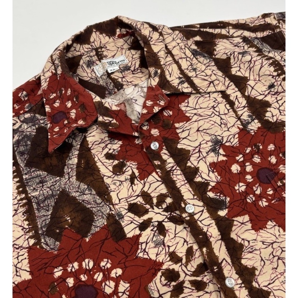 Reyn Spooner Vintage Men's XXL Cotton Rayon Blend Tribal‎ Brown Hawaiian Shirt